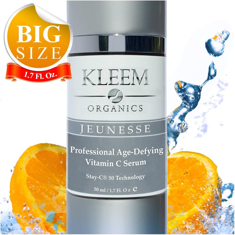 DOUBLE SIZE Organic Vitamin C Serum for Face with Hyaluronic Acid and Vitamin E....