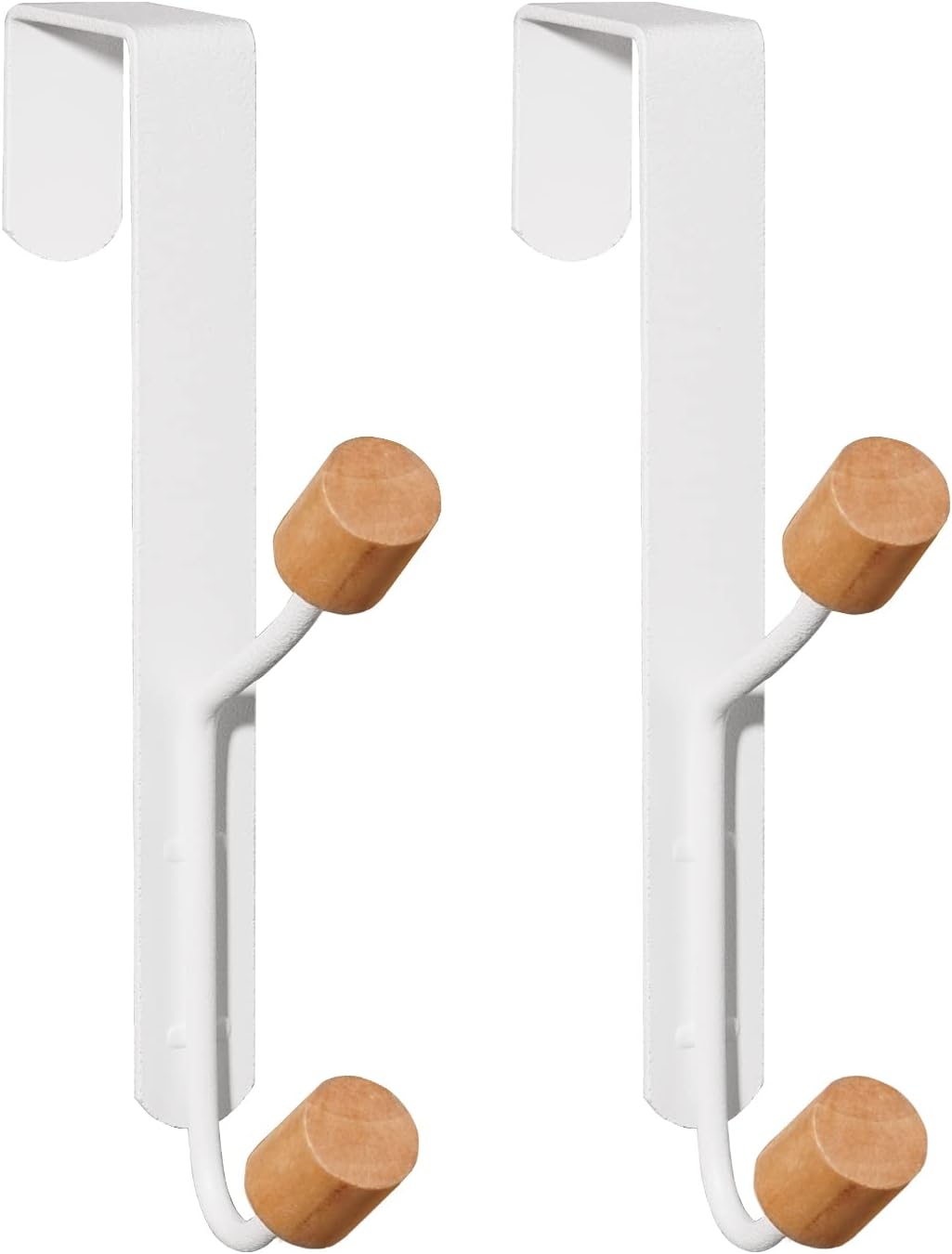 HYMIKO Over The Door Hooks,2 Packs Sturdy Metal Over Door Wooden Hooks Organizer...