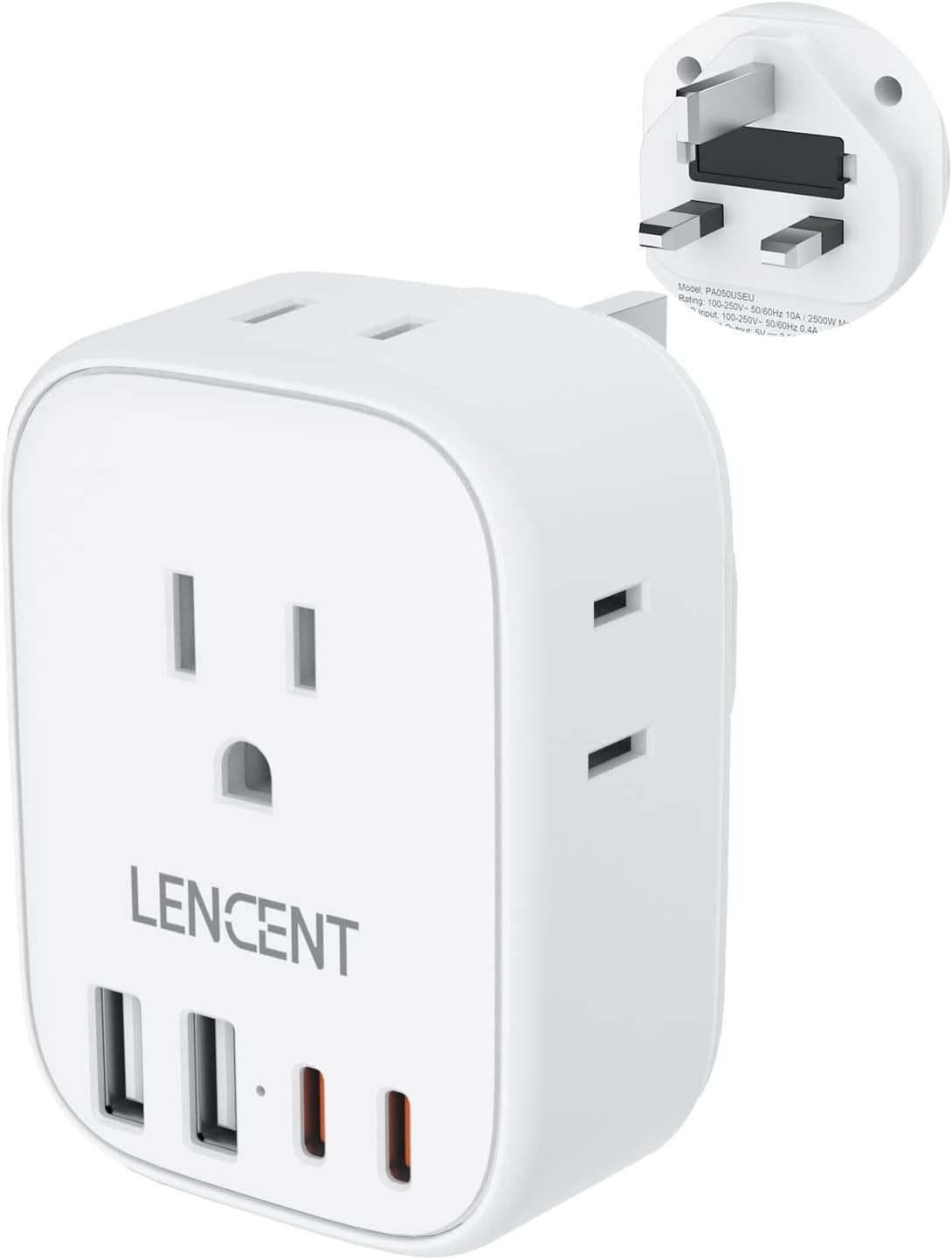LENCENT US to UK Ireland Travel Plug Adapter, Grounded Type G Outlet Adaptor wit...