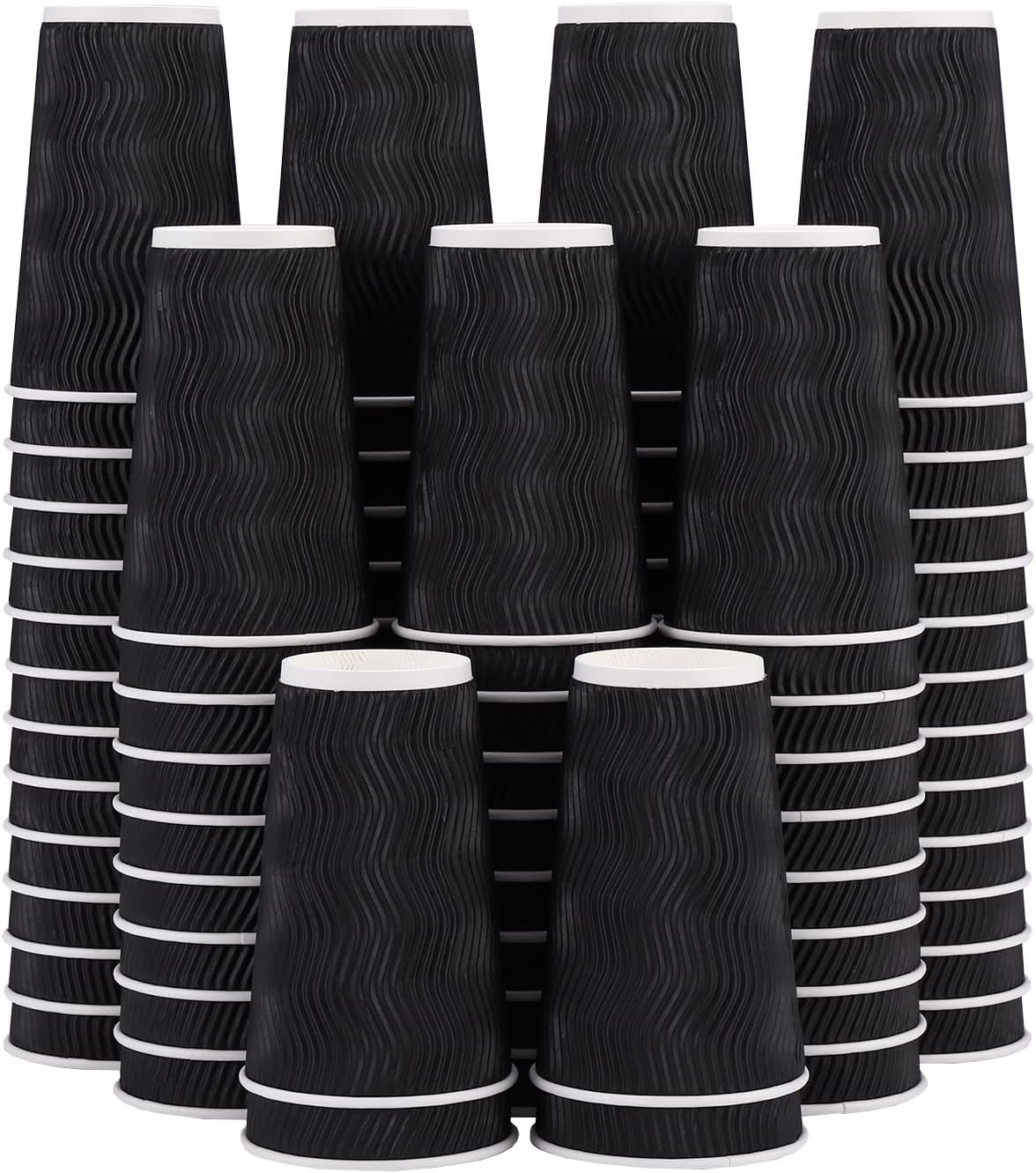 Lamosi 16 oz Coffee Cups - 90 Pack, Disposable Insulated Corrugated Paper Cups 1...