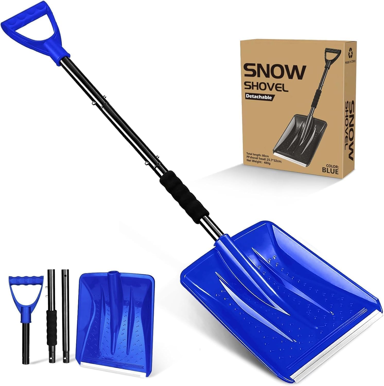 Snow Shovel, 2025 New Upgrade Large-Capacity Lightweight Aluminum Portable Snow...