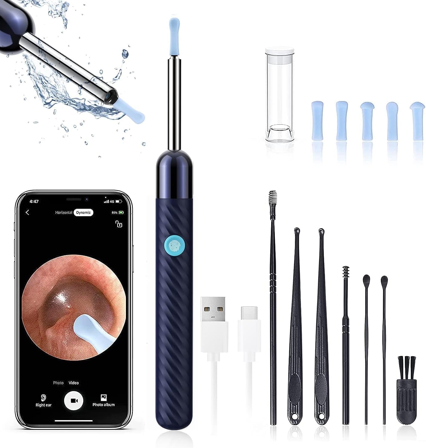 Ear Wax Removal - Earwax Remover Tool with 7 Pcs Ear Set - Ear Cleaner with Came...