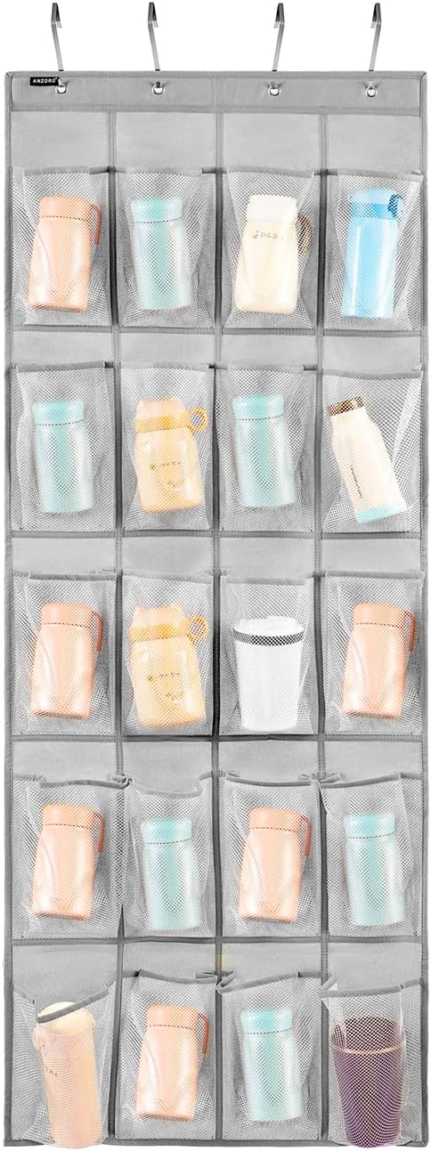 Over Door Hanging Water Bottle Holder Cup Organizer for Kitchen Pantry Glass Bot...