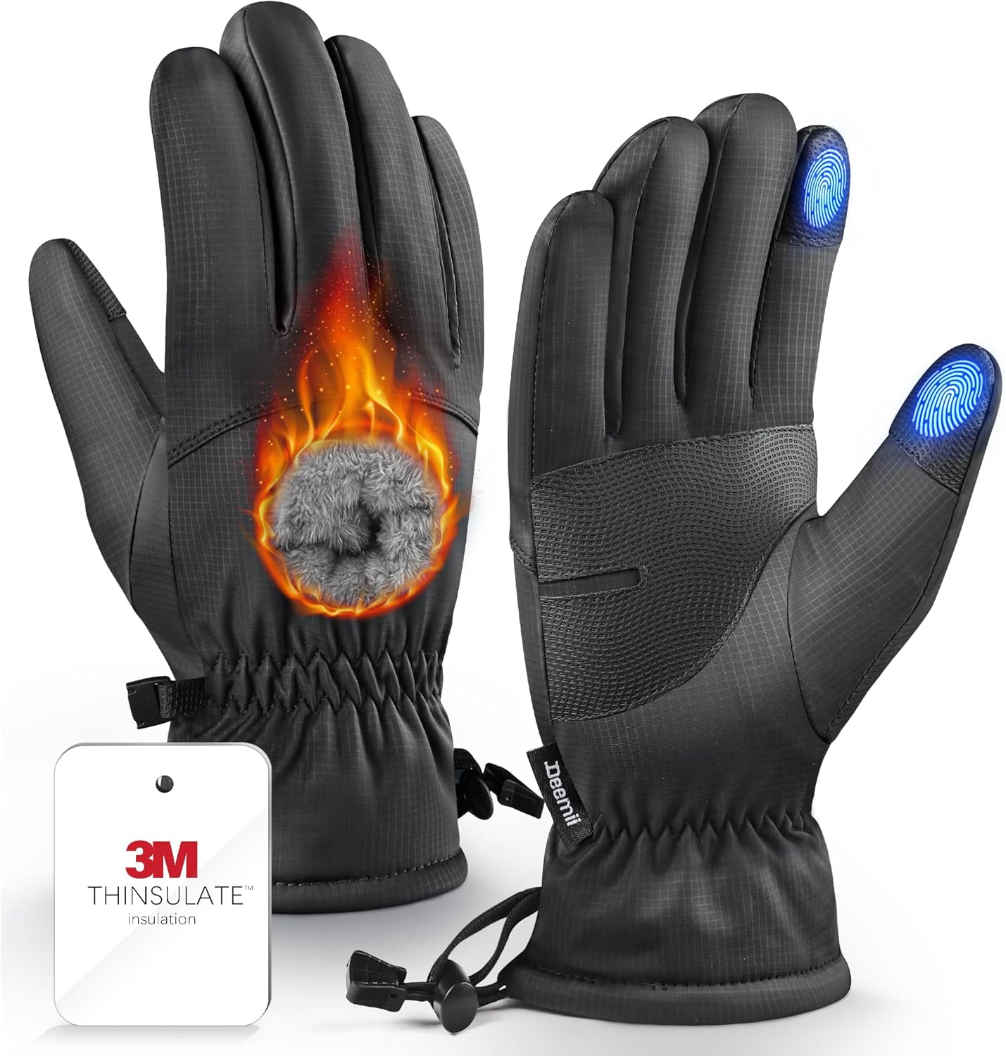 -10℉ Winter Gloves Men Women Made with 3M Insulation, Plush Lining Thermal Snow...