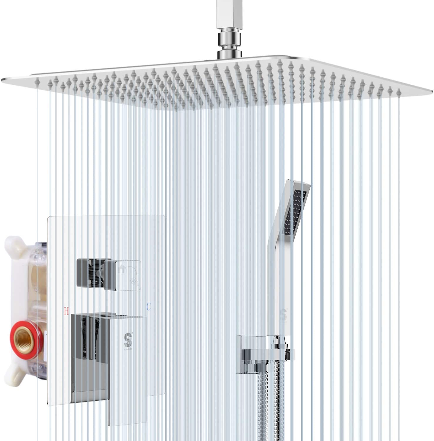 SR SUN RISE 12 Inch Ceiling Mounted Shower System Rain Mixer Shower Combo Set Ra...