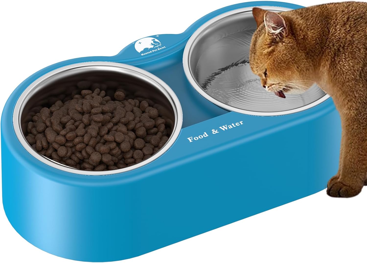 Heated Water Bowl for Dog & Cat, Outdoor Heated Dog Bowl Provides Drinkable Wate...