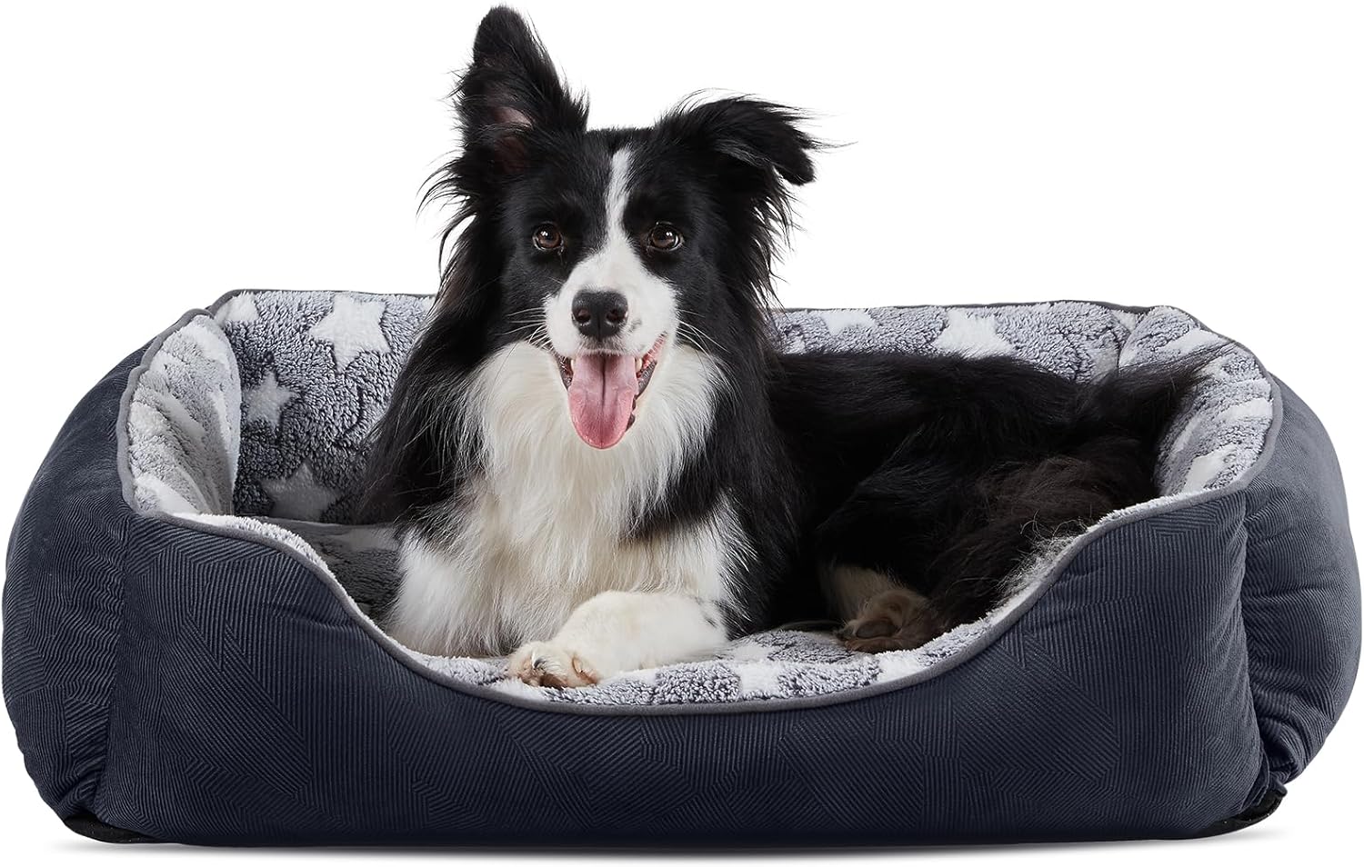 MIXJOY Large Dog Bed(76x61cm), Super Soft Cosy Rectangle Dog Beds, Grey Washable...