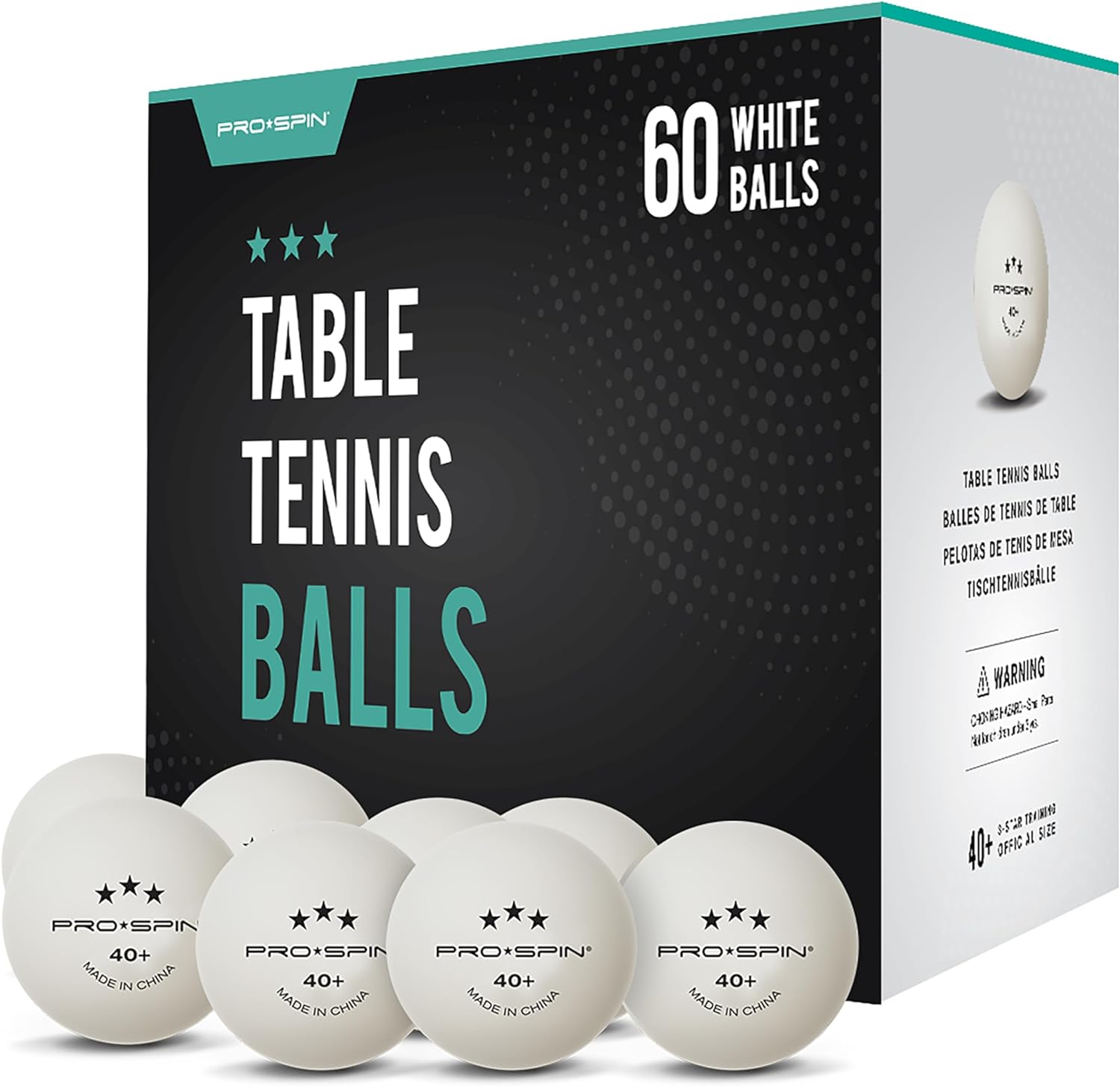 PRO SPIN Ping Pong Balls - White 3-Star 40+ Table Tennis Balls | High-Performanc...