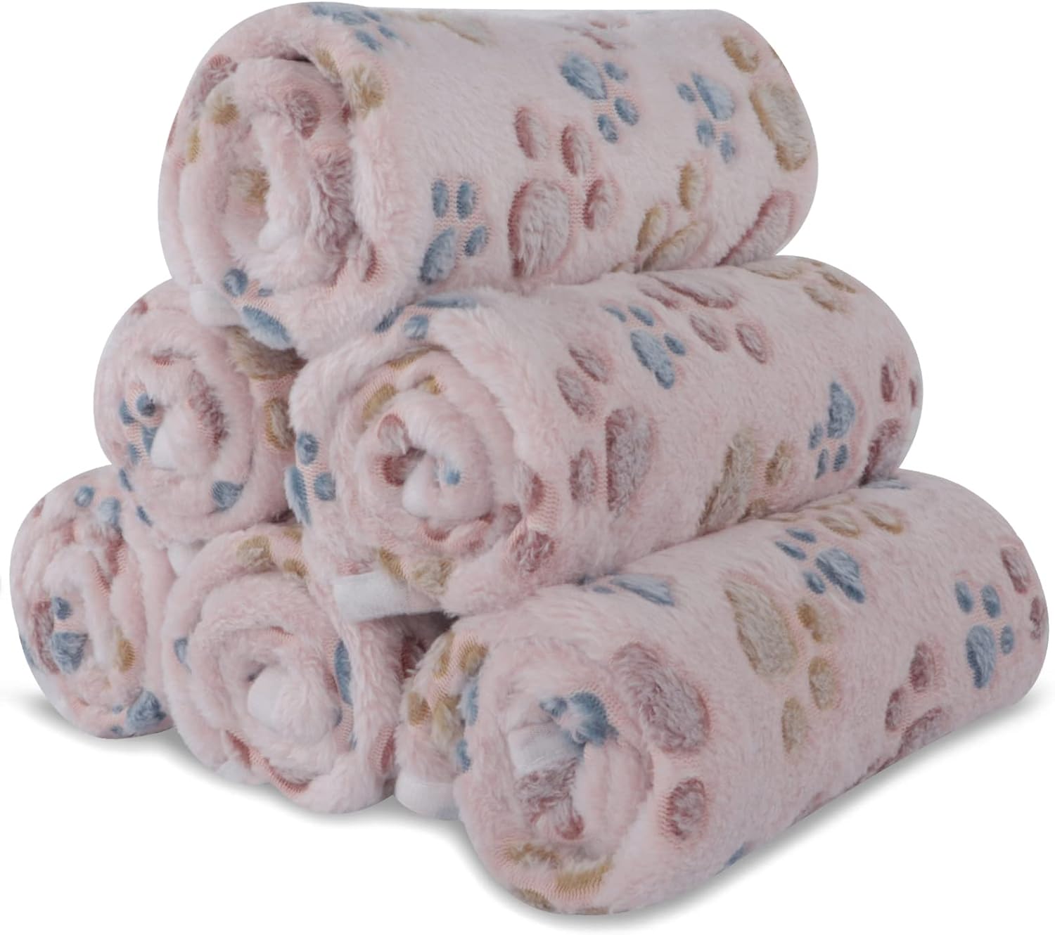 BVAGSS 6 Pack Small Dog Blanket, Super Soft Warm Pet Cover Blankets, Paw Print P...