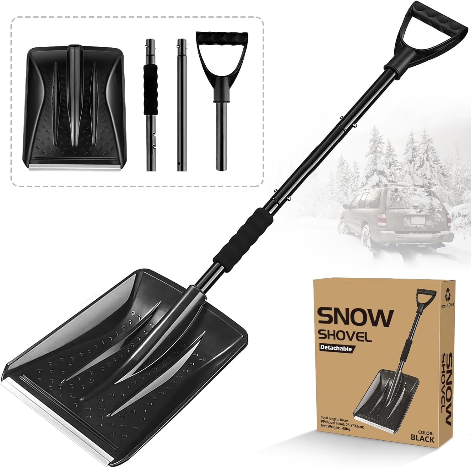 Snow Shovel for Car Driveway, 2024 New Upgrade Snow Shovels for Snow Removal, Li...
