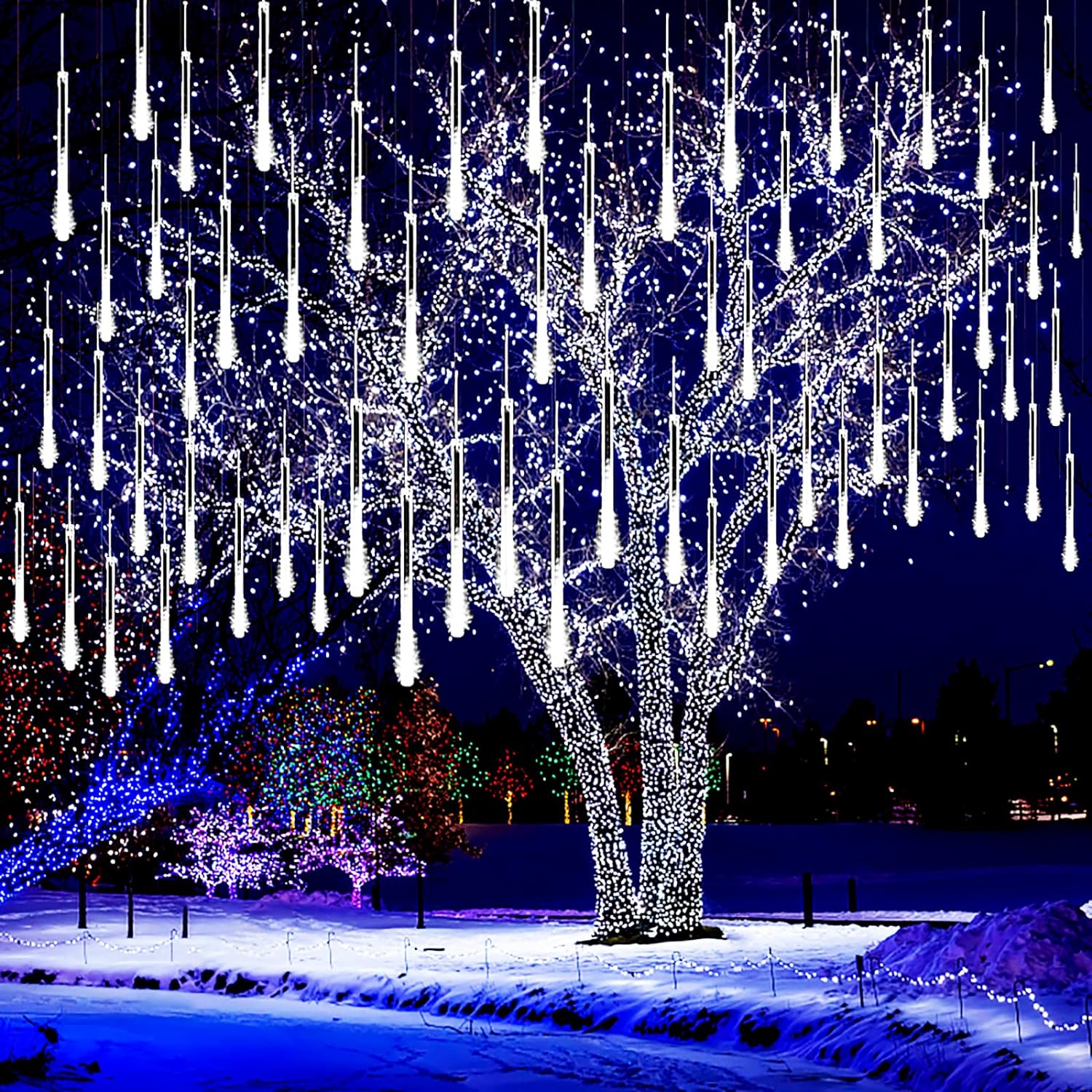 Kwaiffeo Christmas Lights Outdoor, 8 Tubes Meteor Shower Lights LED Snow Falling...