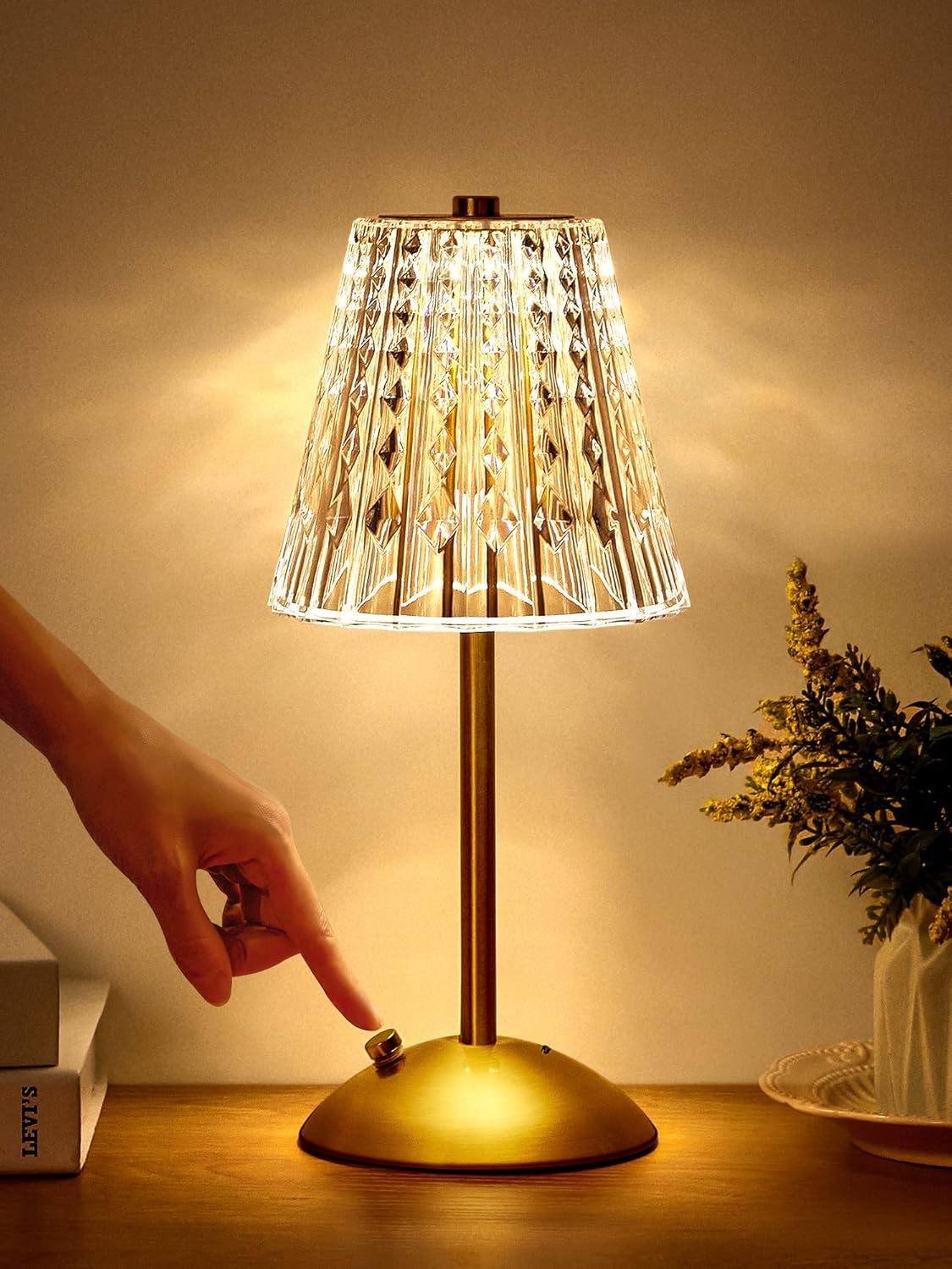 One Fire Touch Lamps Bedside Lamps,Upgraded 3200mAh Rechargeable Lamp Table Lamp...