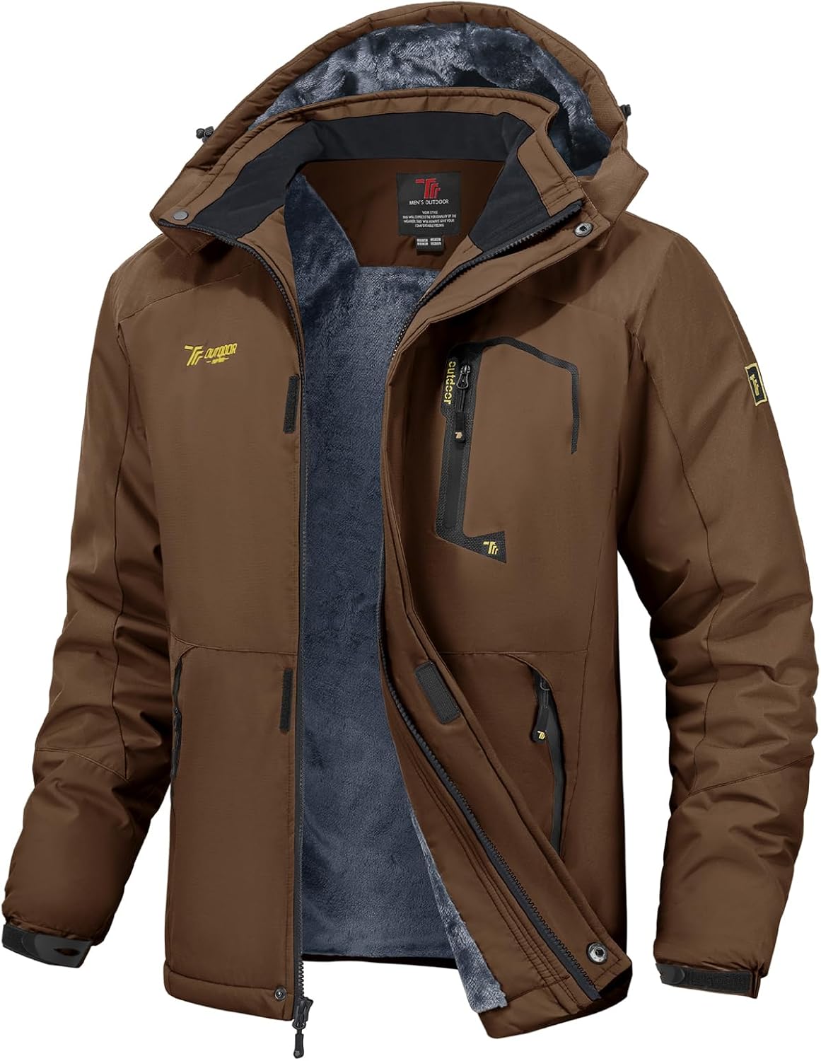 YSENTO Mens Waterproof Ski Winter Jacket Outdoor Warm Windproof Fleece Coats wit...