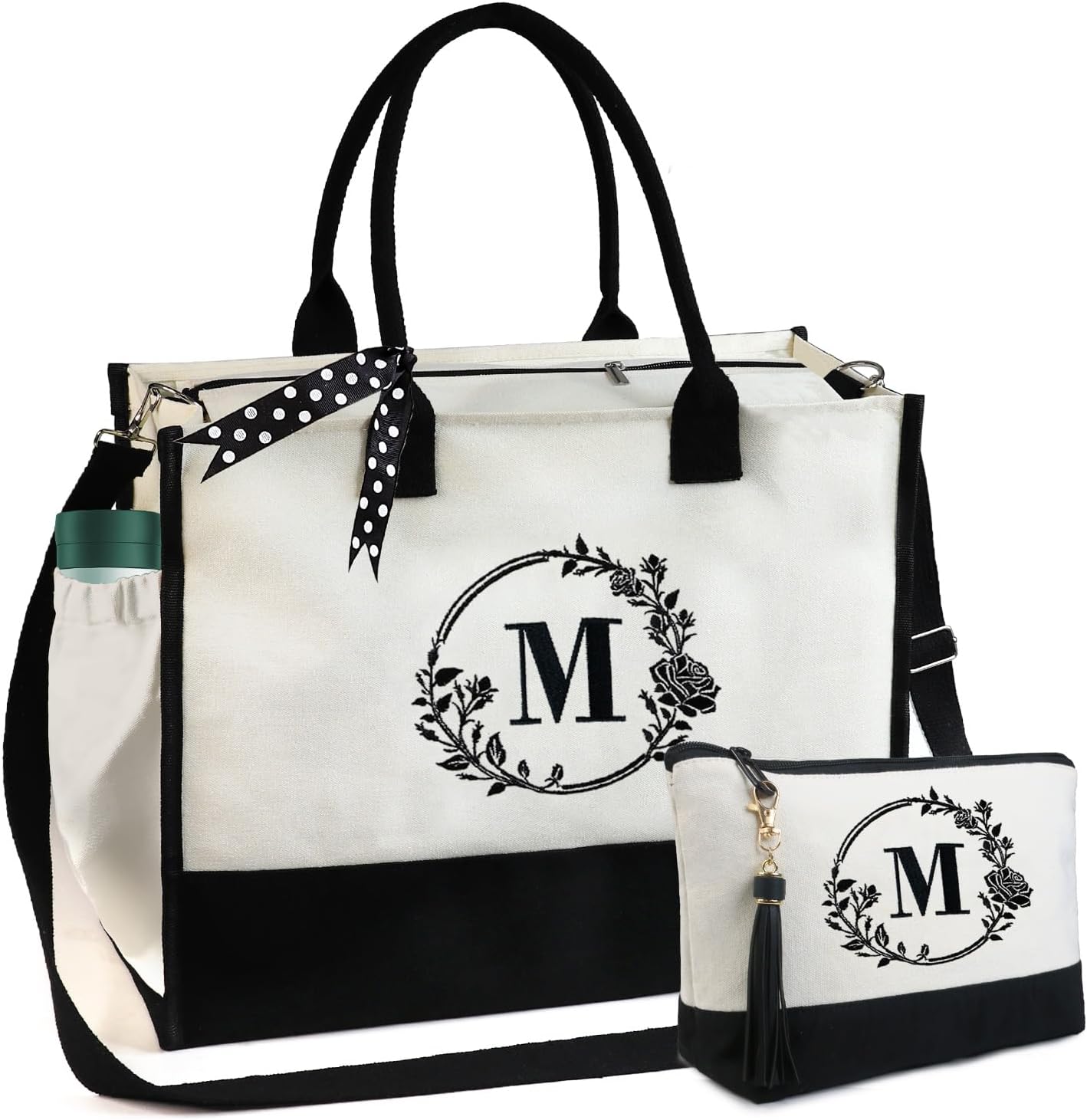 BeeGreen Initial Canvas Tote Bag for Women Personalized Gifts for Birthday Mothe...