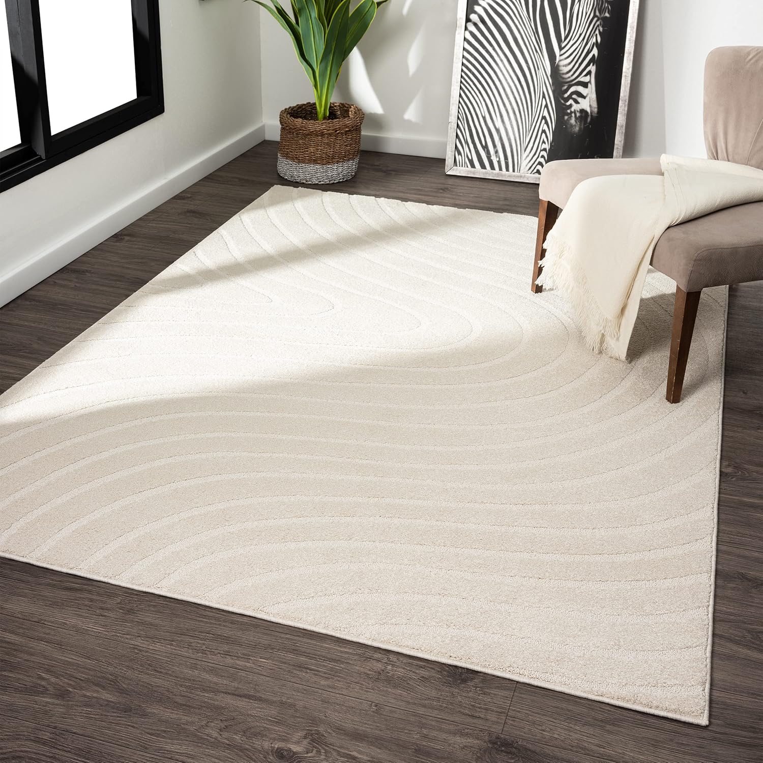 Luxe Weavers Modern Geometric Wave Area Rug, Contemporary Stain Resistant Carpet...