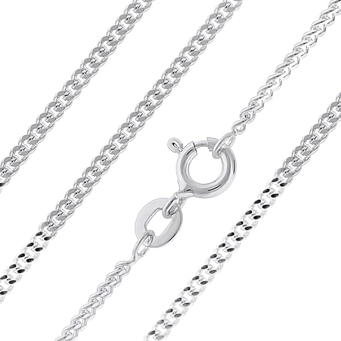 Aeon Jewellery 925 Sterling Silver Necklace - 1mm Diamond Cut Curb Chain Necklac...