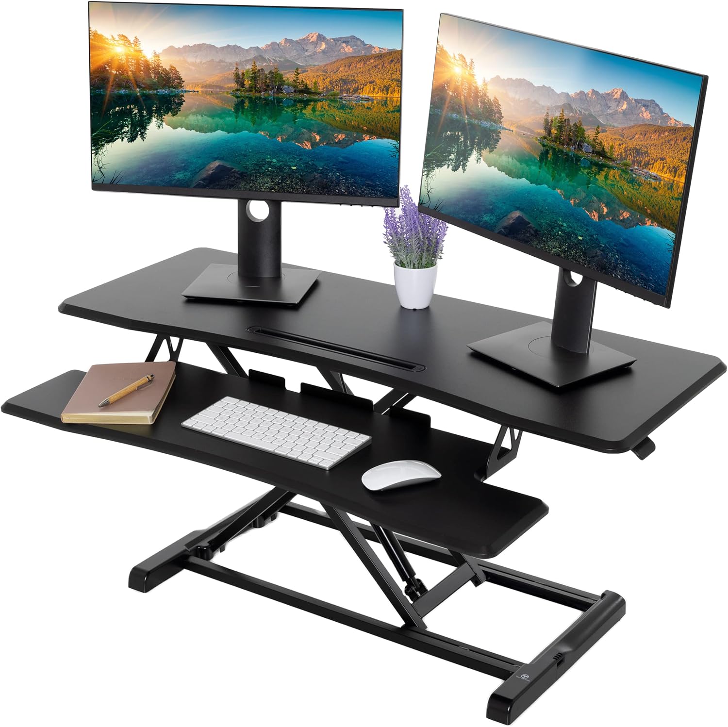 TechOrbits Standing Desk Converter - 42 Inch Adjustable Sit to Stand Up Desk Wor...
