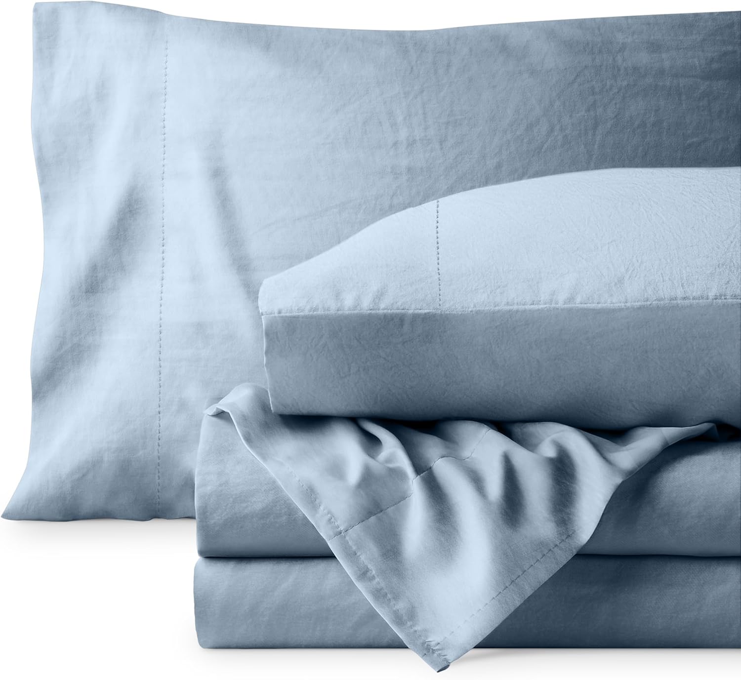 Bare Home Ultra Soft Washed Microfiber 4 Piece Sheet Set, Linen-Like Look, Easy...