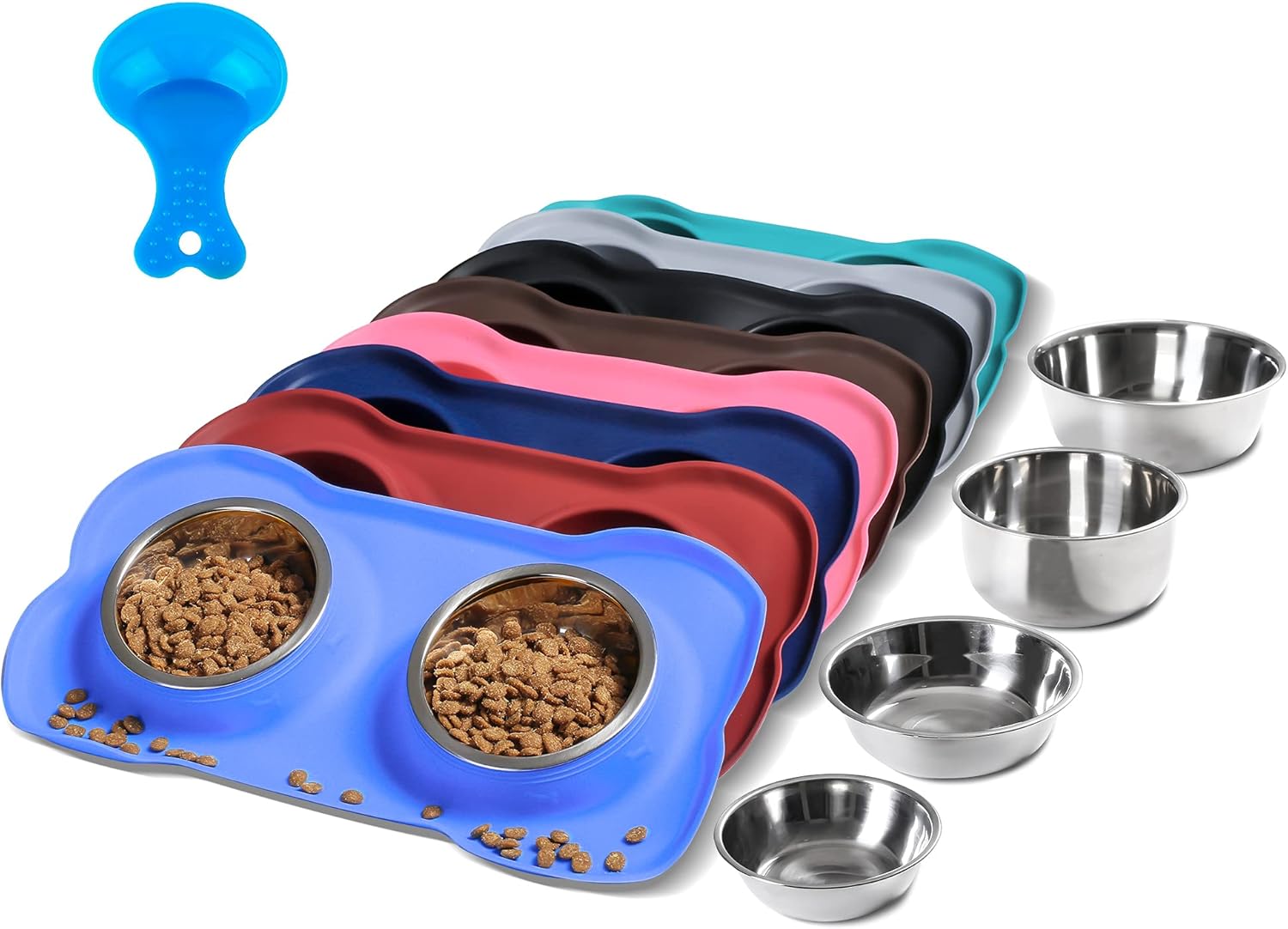 Hubulk Pet Dog Bowls 2 Stainless Steel Dog Bowl with No Spill Non-Skid Silicone...