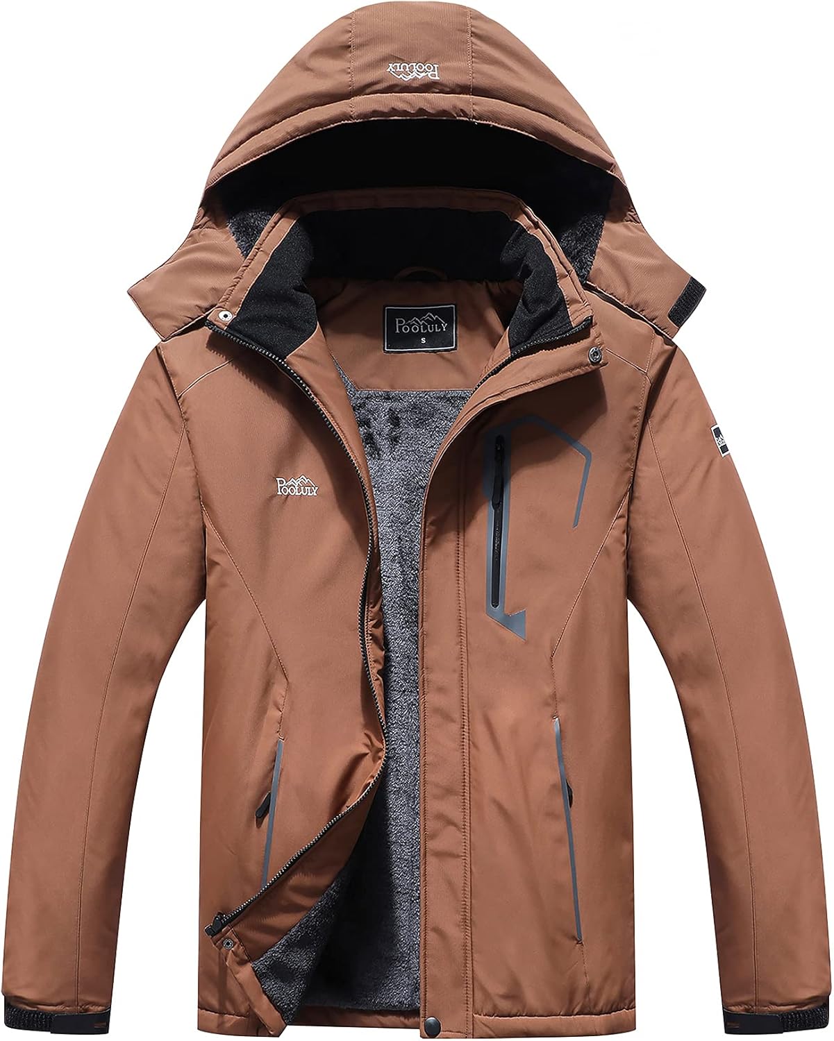 Pooluly Men's Ski Jacket Warm Winter Waterproof Windbreaker Hooded Raincoat Snow...