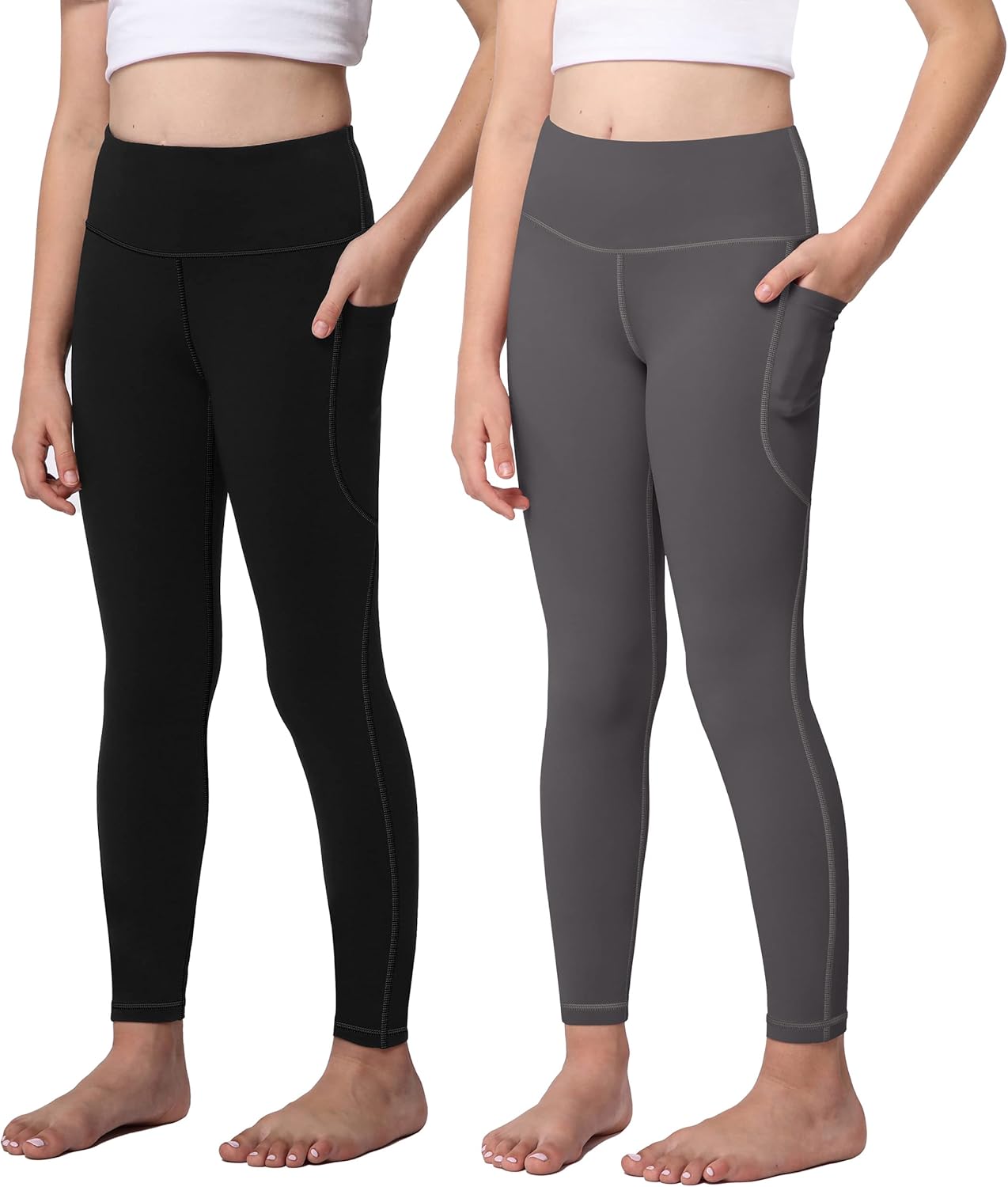 AENLLEY Yoga Active Leggings for Girls with 2 Pockets - Kids Workout Yoga Pants...