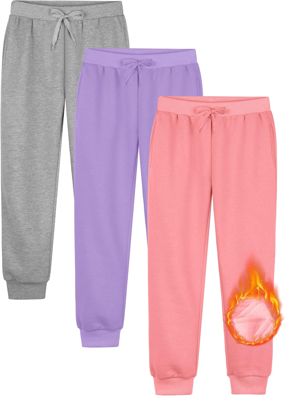 Resinta Girls Fleece Lined Sweatpants Youth Jogger Athletic Pants Kids Pull-On P...