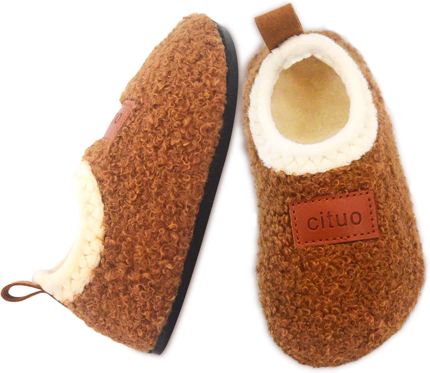 Dream Bridge Kids Sherpa Fleece Slippers with Anti-Slip Sole for Boys Girls 8/8....