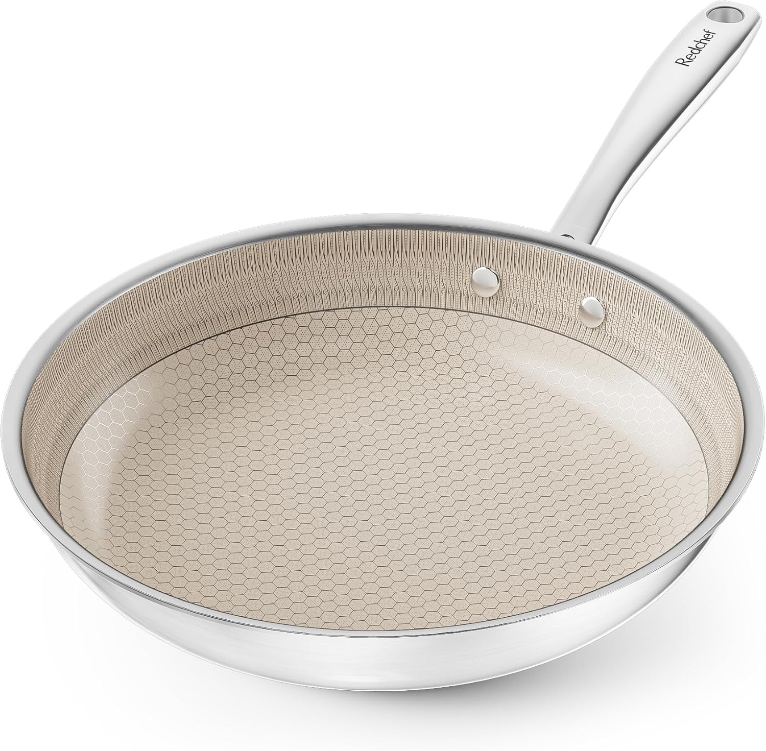 Redchef Non Stick Frying Pans, Hybrid 10 Inch Ceramic Frying Pan, Tri-Ply Stainl...