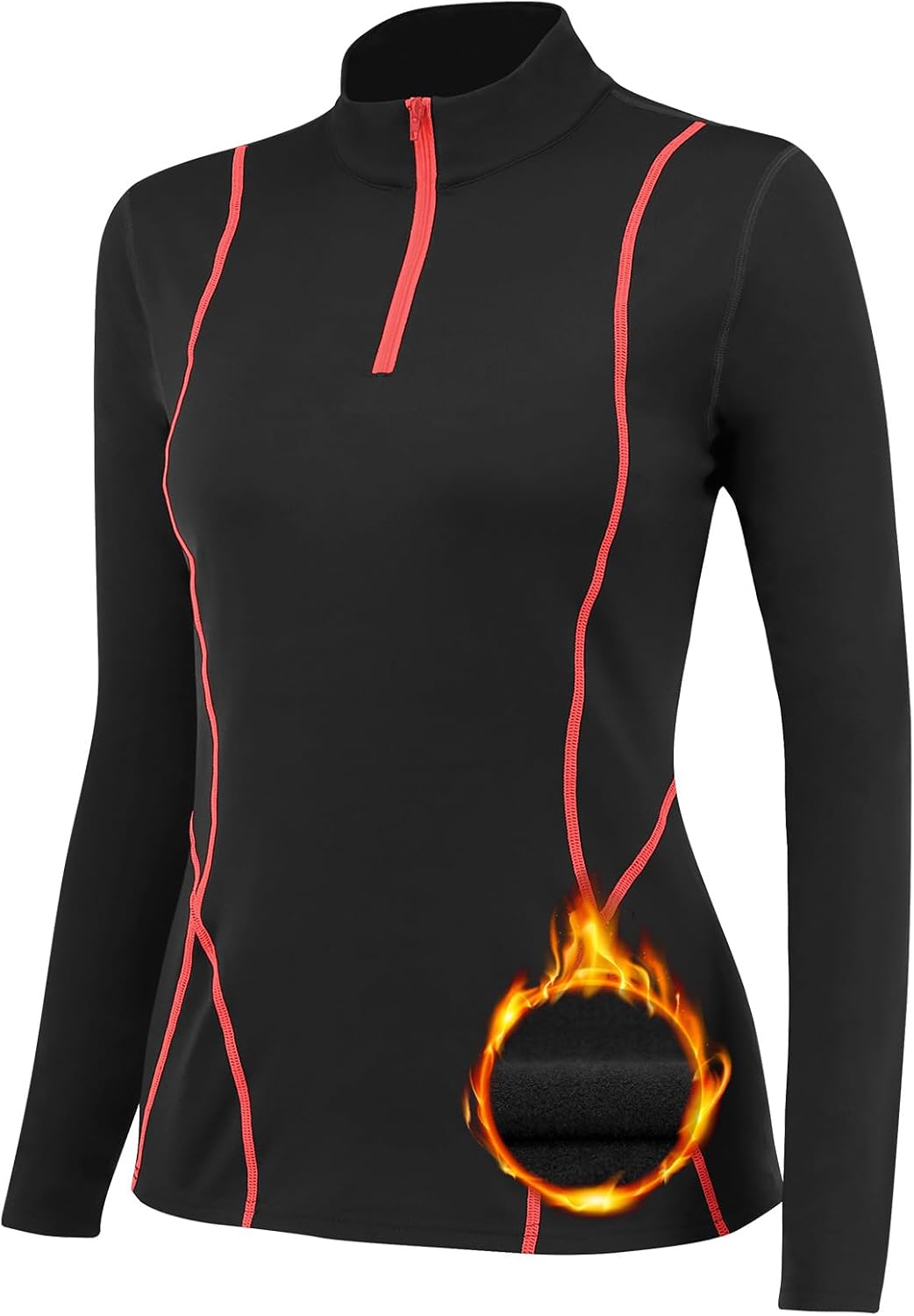 TERODACO Half Zip Thermal Base Layer Women Warm Wicking Ski Base Layers with Mic...
