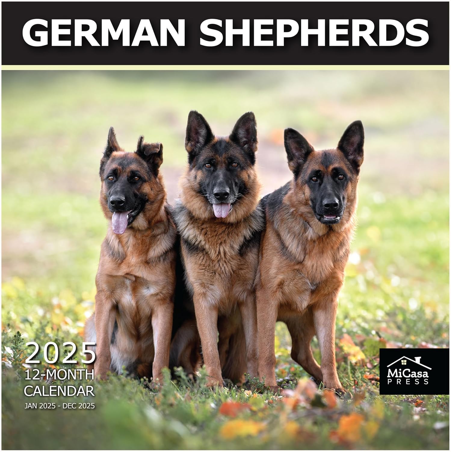 MICASA German Shepherds 2025 Wall Calendar 12 Month | 12" x 24" Open | Thick & S...