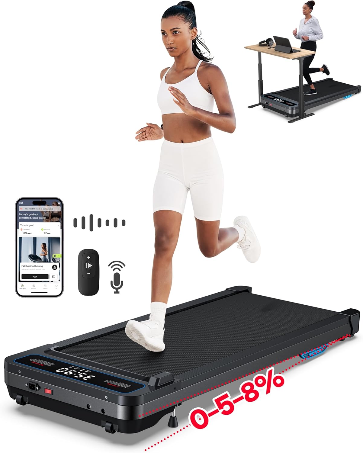 WELLFIT 10%/12% Incline Walking Pad Treadmill,340+ lbs Capacity,3.0HP Quiet Stan...