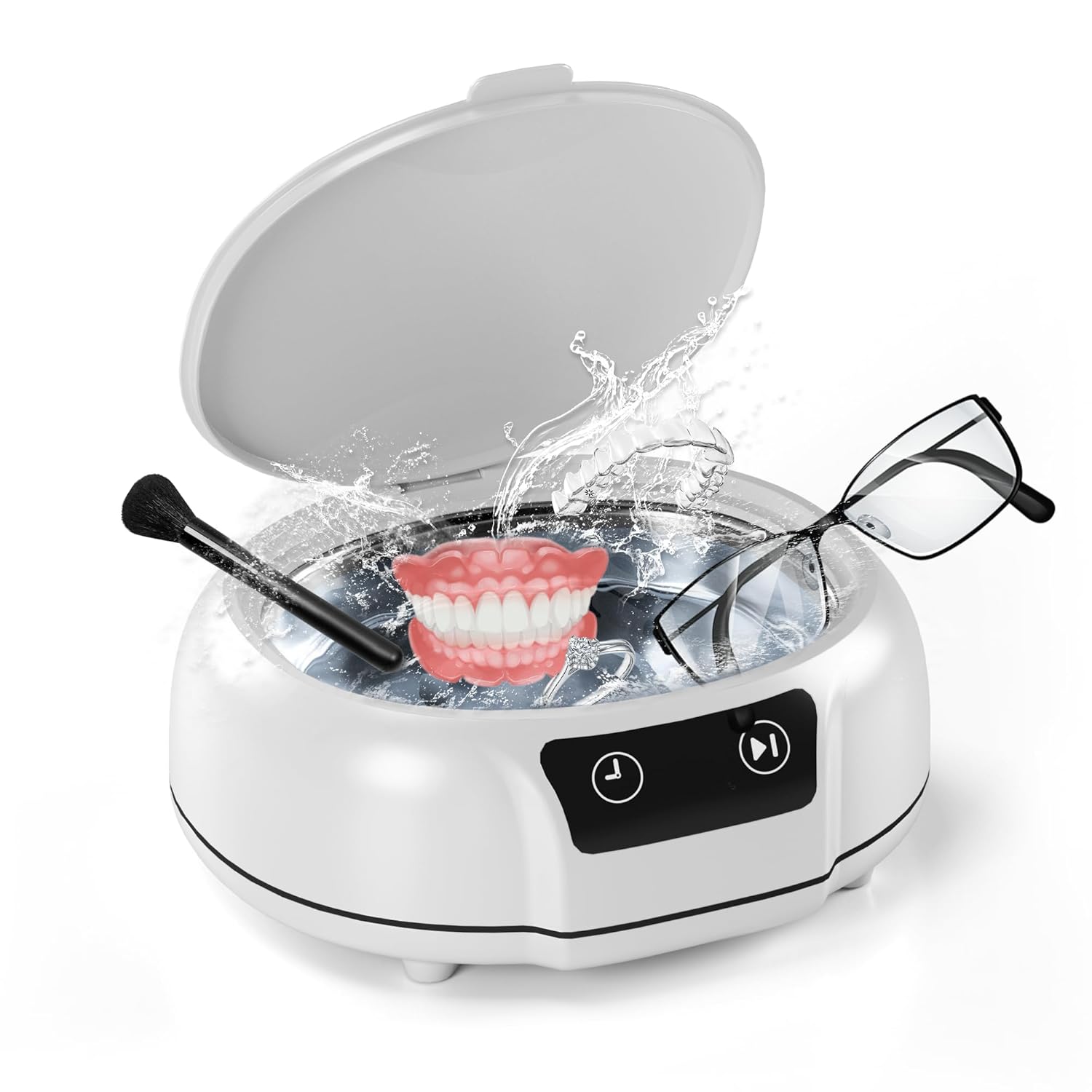 ROLWAY Jewelry Cleaner, 700ml(24.5 Oz) 48KHz Ultrasonic Retainer Cleaner with 3...