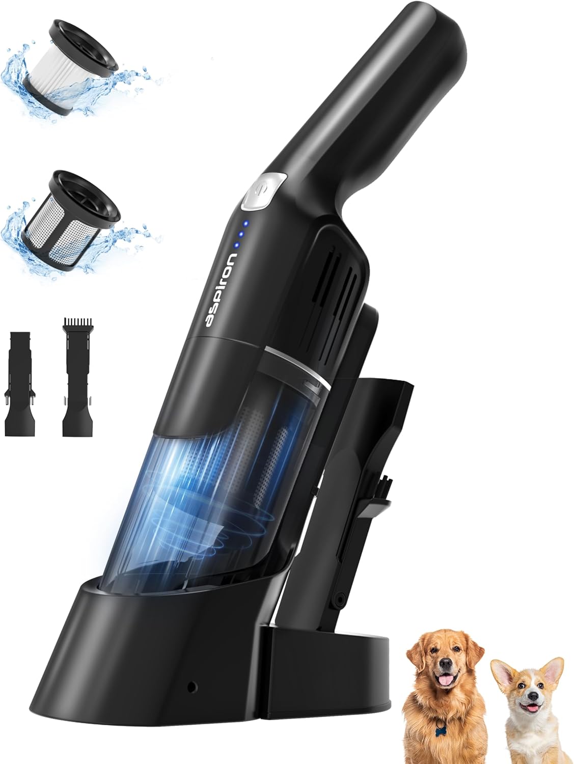 Aspiron Cordless Handheld Vacuum, 15KPA Powerful Car Vacuum, Rechargeable, Charg...