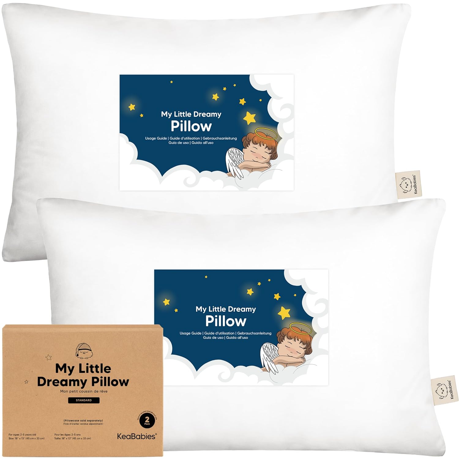 KeaBabies 2-Pack Toddler Pillow - Soft Organic Cot...
