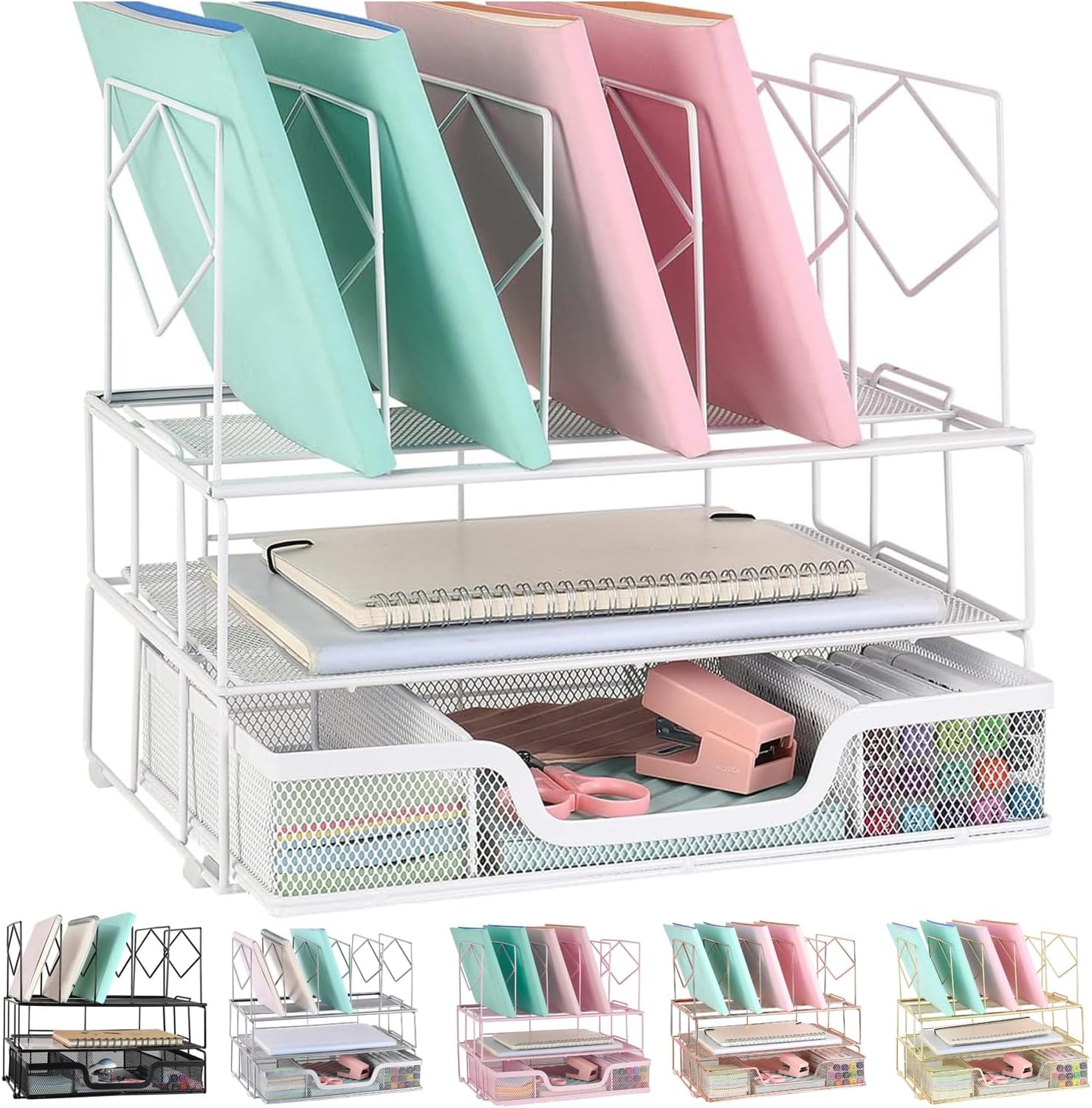gianotter Desk Organizers and Accessories, Office Supplies Organizer with Slidin...