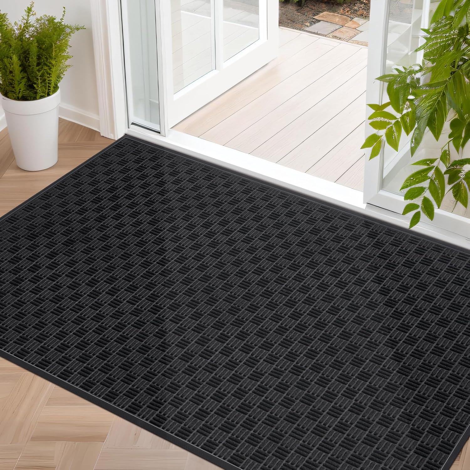 Mibao Front Door Mat, Heavy Duty Durable Welcome Mat for Outdoor Indoor, Dirt Tr...