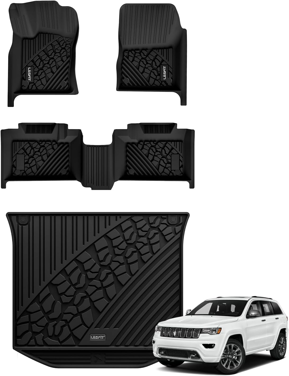 LASFIT Floor Mats & Trunk Mat for Jeep Grand Cherokee 2016-2021 All Weather TPE...