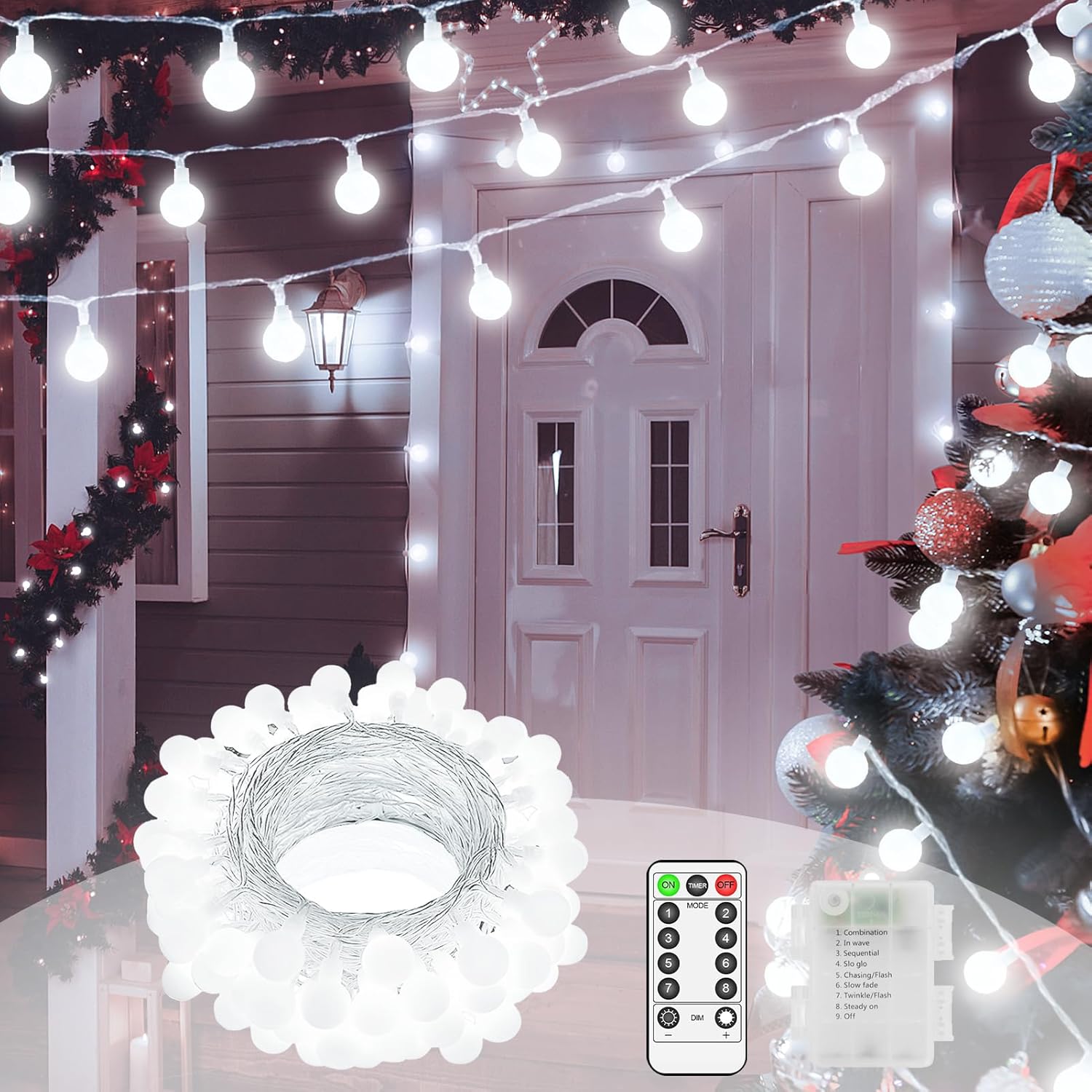 JXLEDAYY 12 M 100 LED Fairy Lights Outdoor IP44 Waterproof Globe String Lights C...