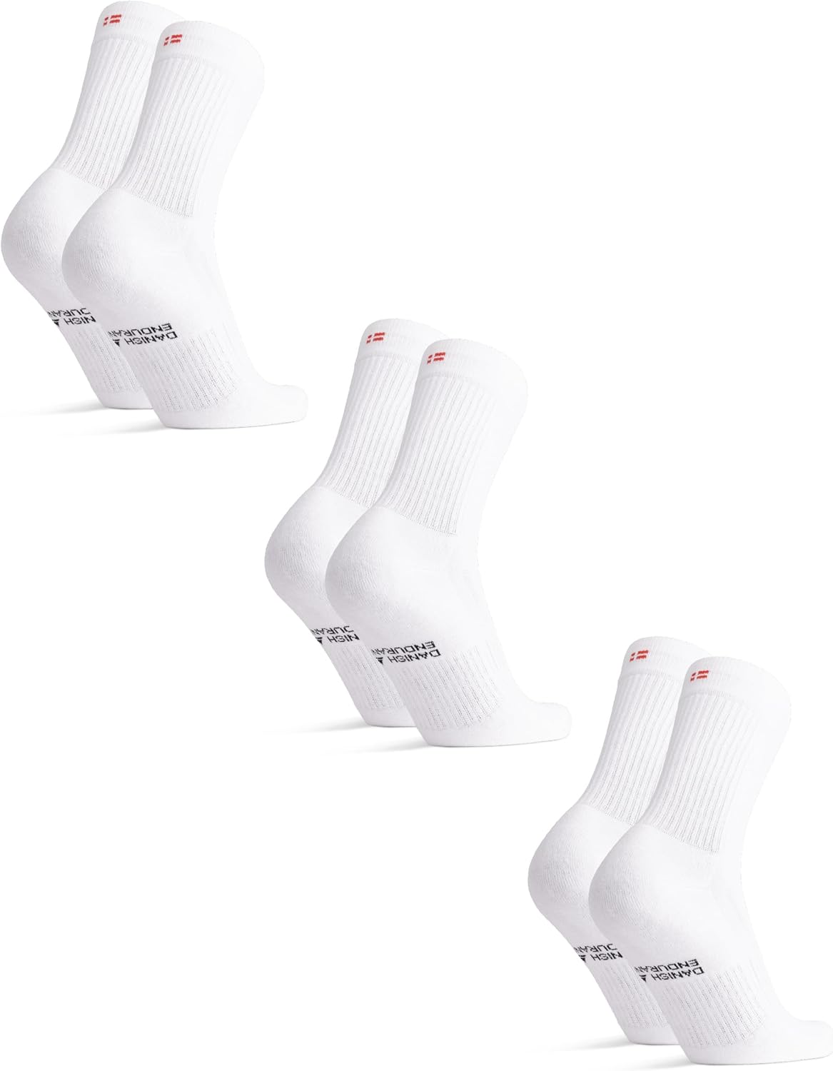 DANISH ENDURANCE Tennis Crew Socks, Cotton Striped Sports Socks, Gym Socks, Cush...