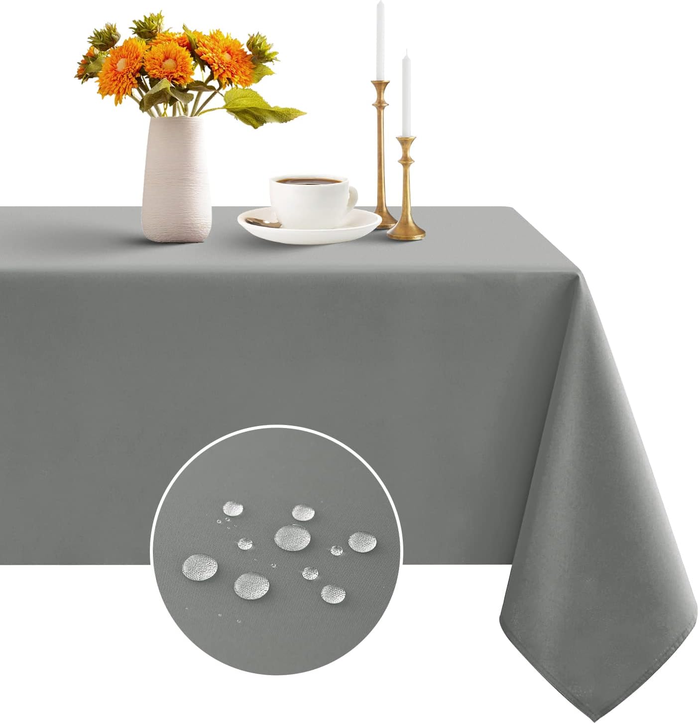 Romanstile Table cloth wipe clean,large,140x280 CM,Grey,Stain Resistant Washable...
