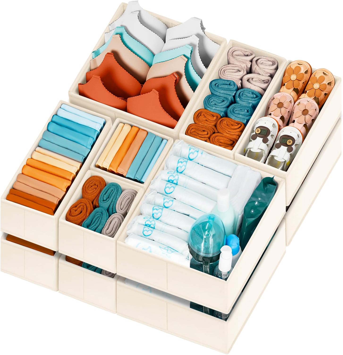 Criusia Drawer Organizer Clothes 12 Pack -Dresser Organizer Bins for Closet Bedr...