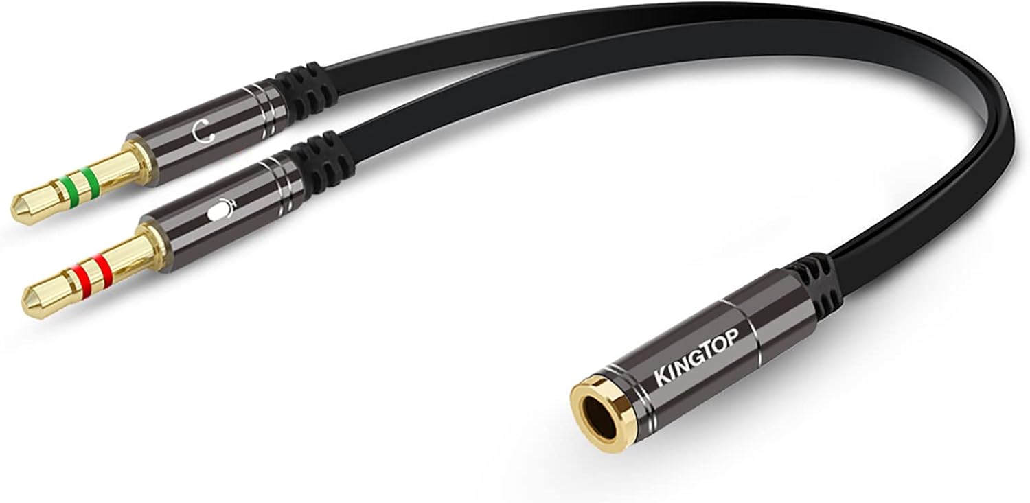 KINGTOP Headphone Splitter, 3.5mm Headset Splitter, Headphone Mic Splitter Cable...