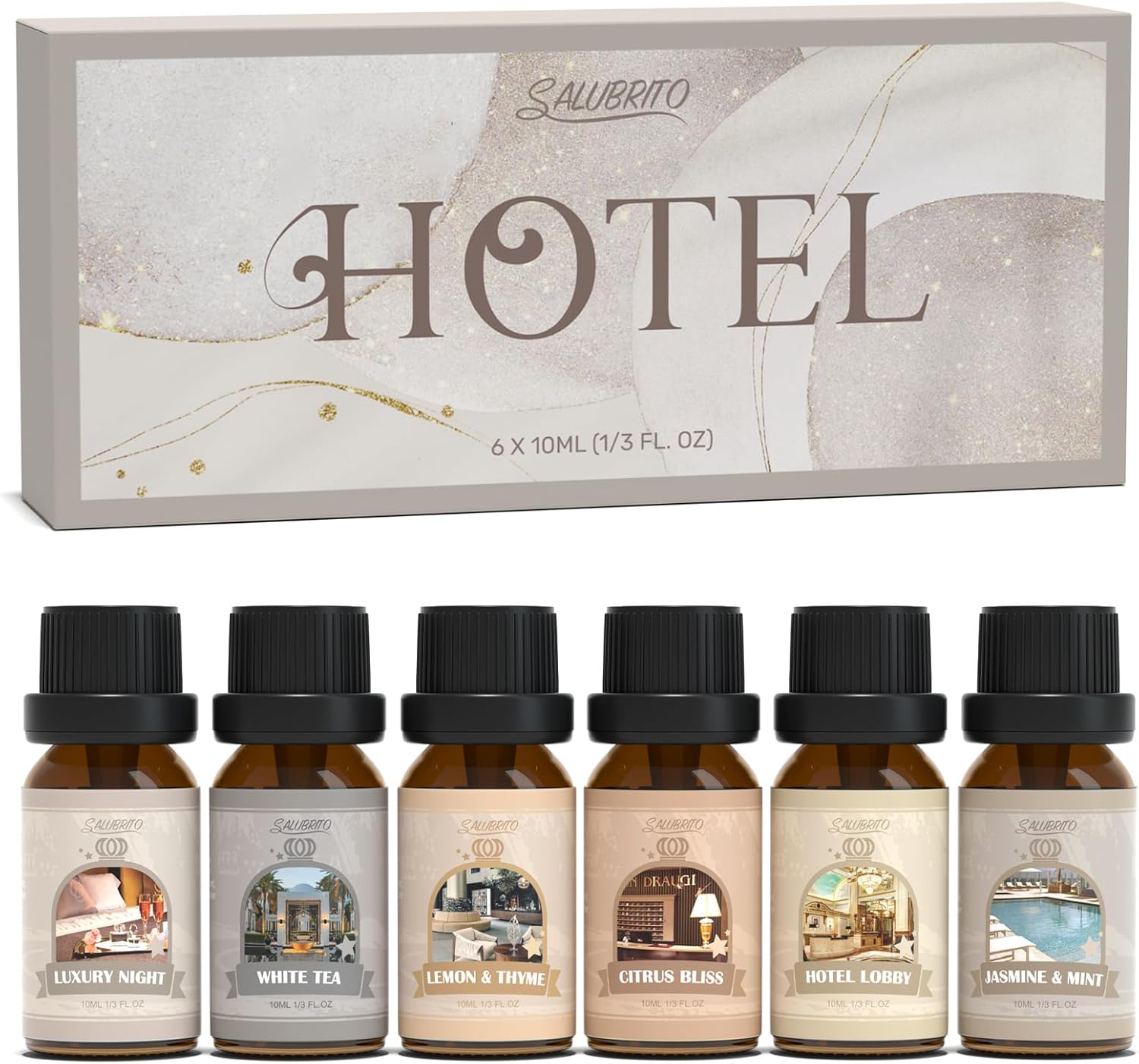 SALUBRITO Luxury Hotel Essential Oil Set for Diffuser, Home, Strong Scented Oil...