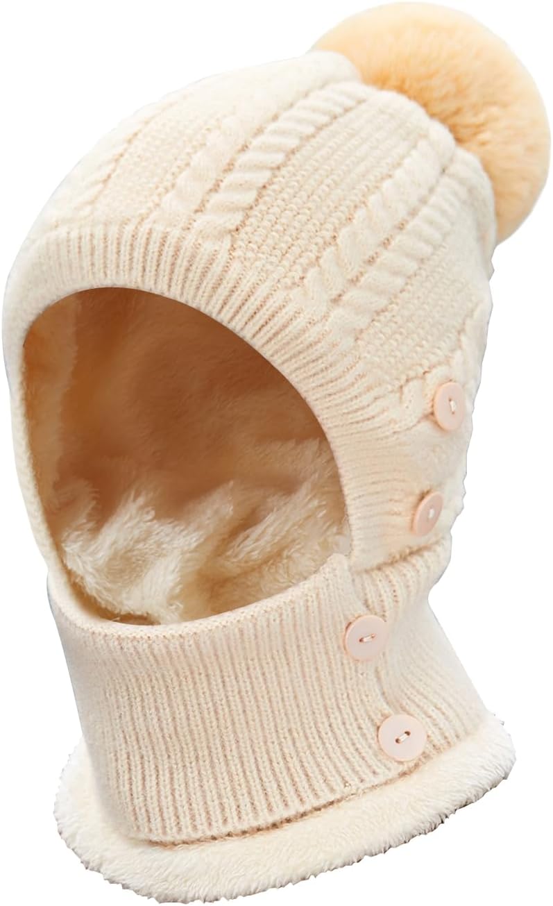 TAGVO Winter Warm Knitted Cap＆Neck Warmer Sets,Flexible Knit beanie Hat With Ha...