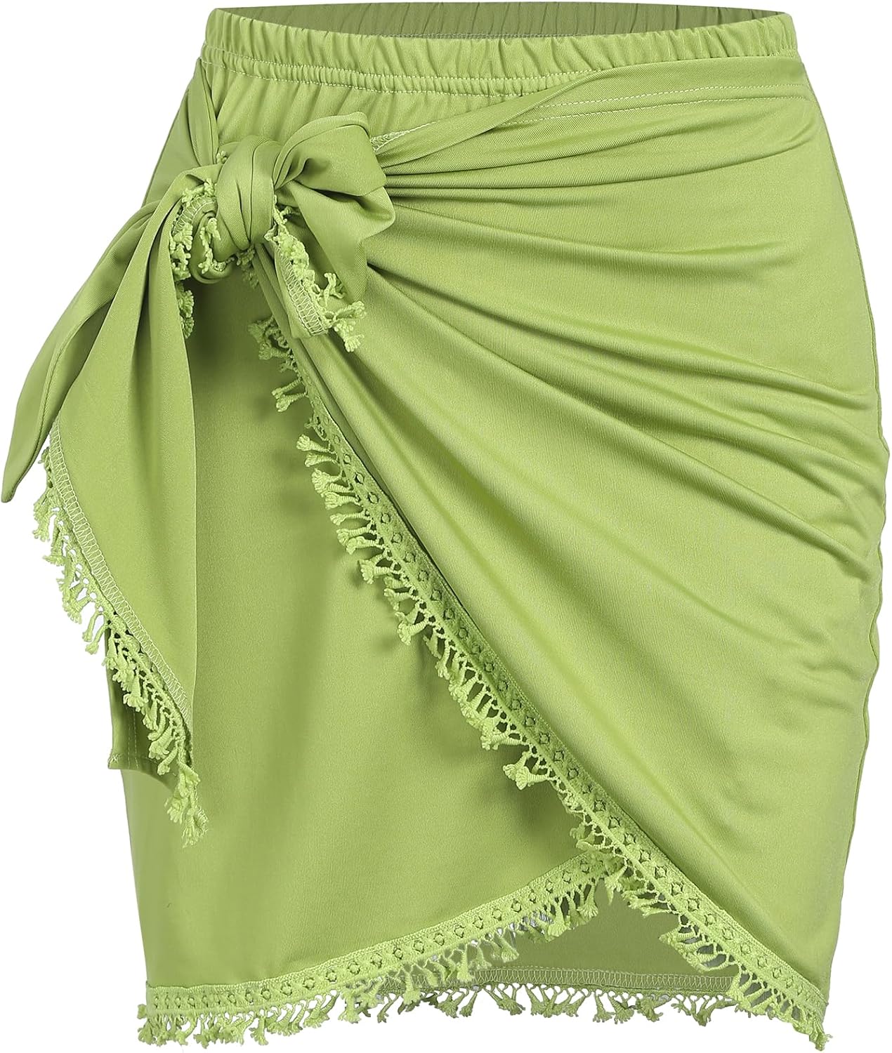 ZAFUL Slit Skirt for Women Boho Print Tie Side Wrap Tassel Casual Beach Mini Ski...
