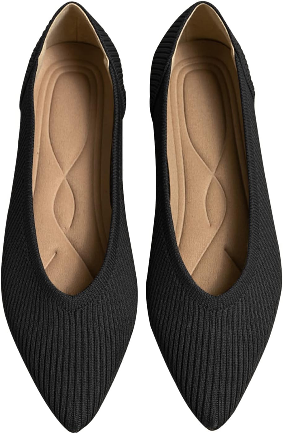 Women's Flats Shoes Pointed Toe Knit Ballet Comfortable Dressy Slip On Flat 8.5...