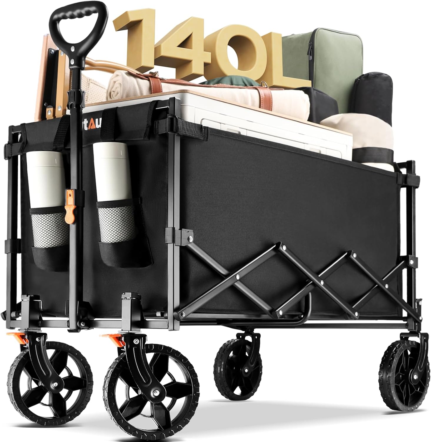 Collapsible Wagon Cart Heavy Duty Foldable, Portable Folding Wagon with Ultra-Co...
