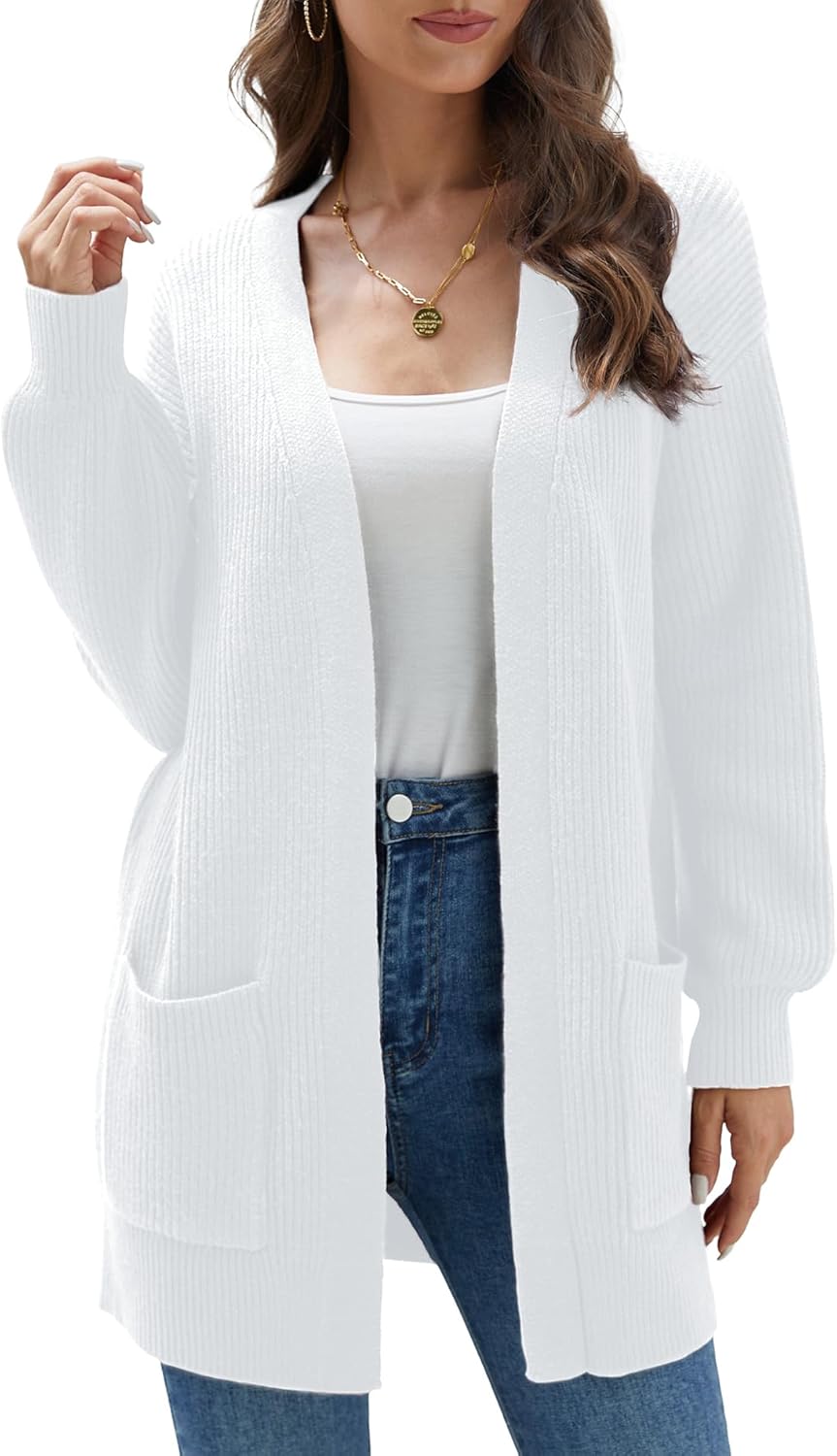 LILBETTER Women's Loose Open Front Cardigan Long Sleeve Casual Lightweight Soft...