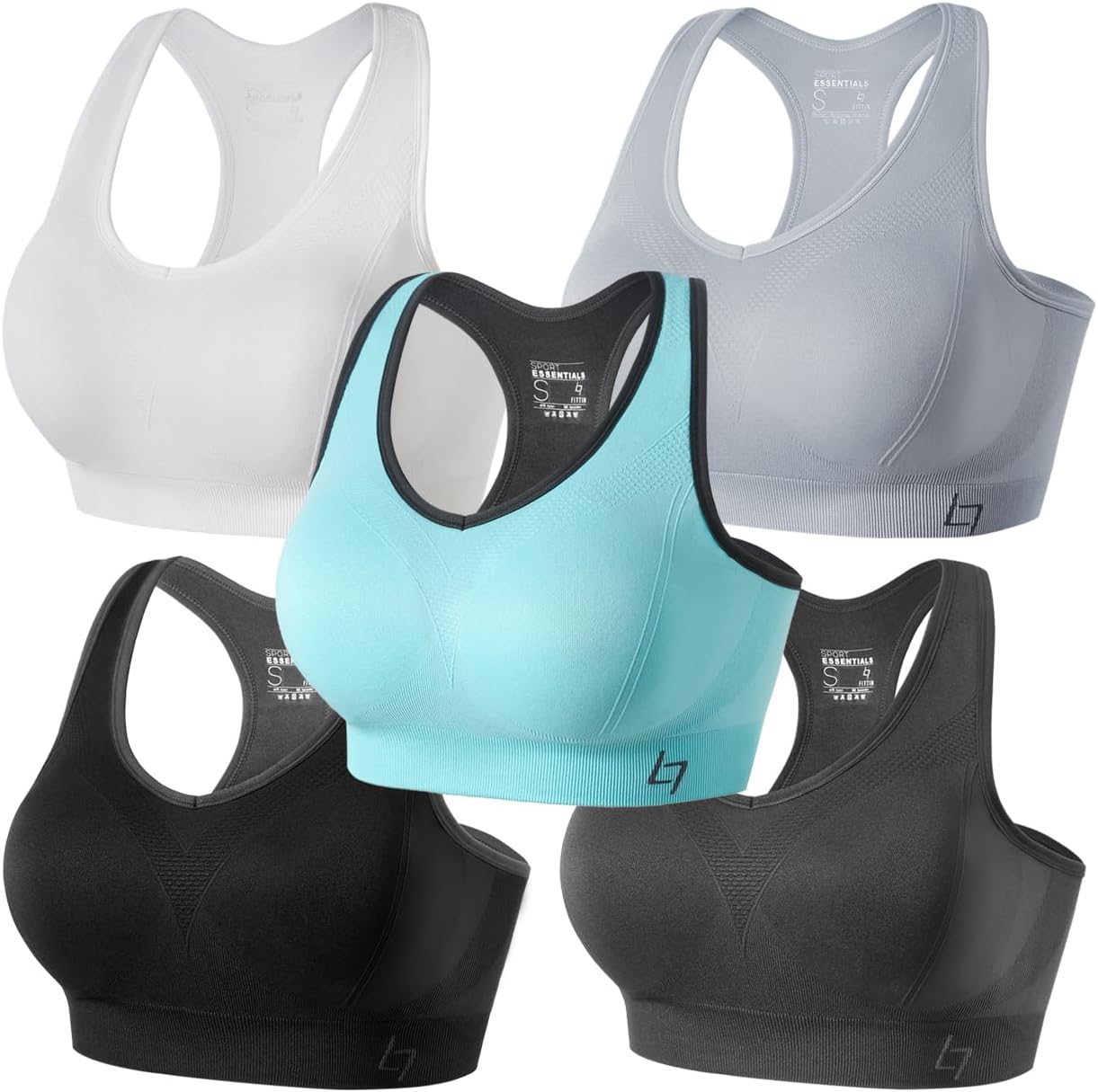 FITTIN Racerback Sports Bras for Women - Padded Seamless Support Bra for Yoga Gy...