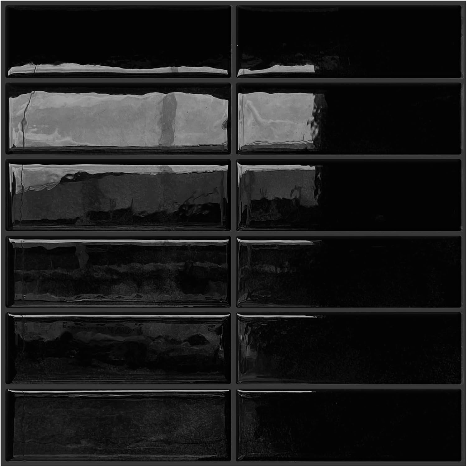 DEWOO Black Stick on Tile,Self Adhesive Wall Tiles for Kitchen Bathroom Subway(P...